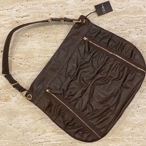 Cole Haan Chestnut Snake Print Leather Hobo, NWT